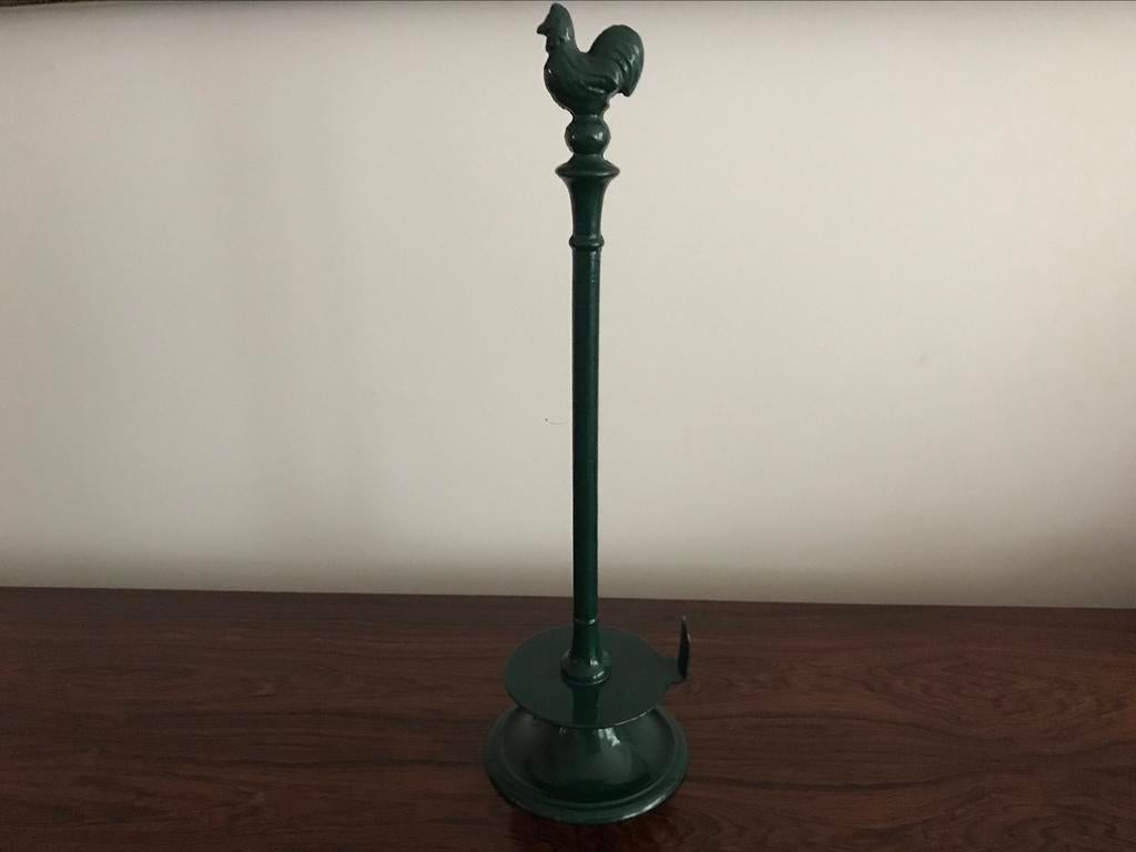 Staander rolhouder kip gietijzer emaille groen 37 cm h, Ophalen of Verzenden