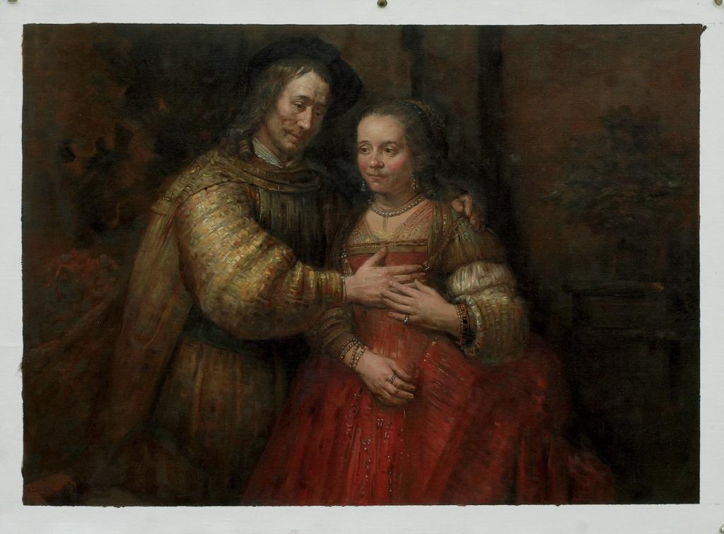 Olieverf replica Rembrandt: het Joodse bruidje, Verzenden