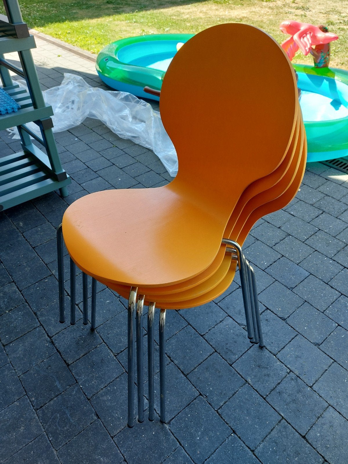 4 oranje retro stoelen, Ophalen