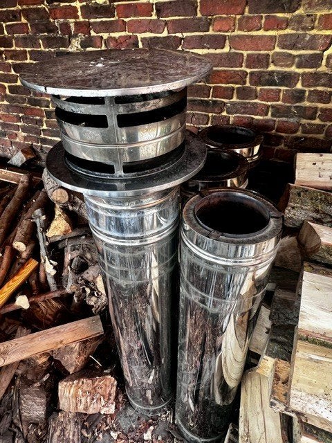 Compleet 4 meter dubbelwandig rookkanaal RVS, diameter 200mm, Ophalen, Gebruikt, Afzuiger