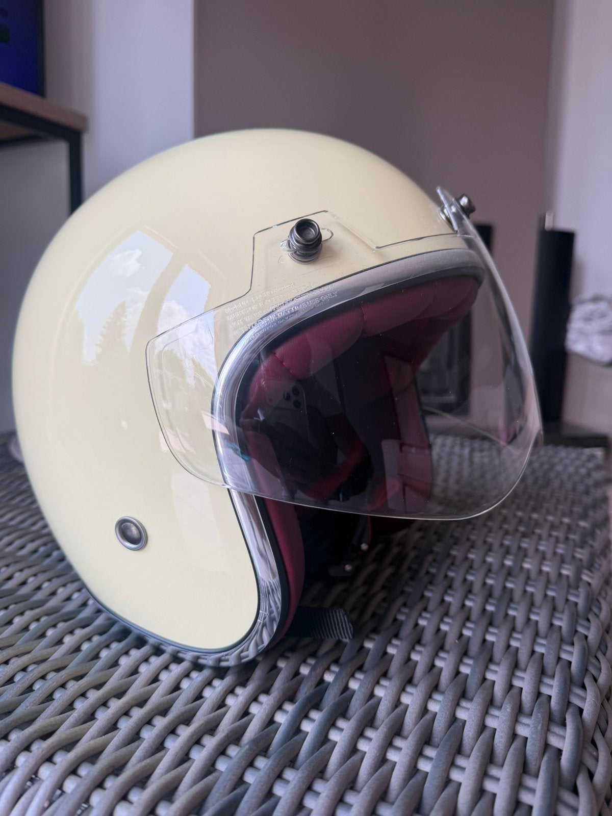 Casque Vespa / LML de couleur beige avec un intérieur rouge, Fietsen en Brommers, Ophalen of Verzenden, Nieuw, Large