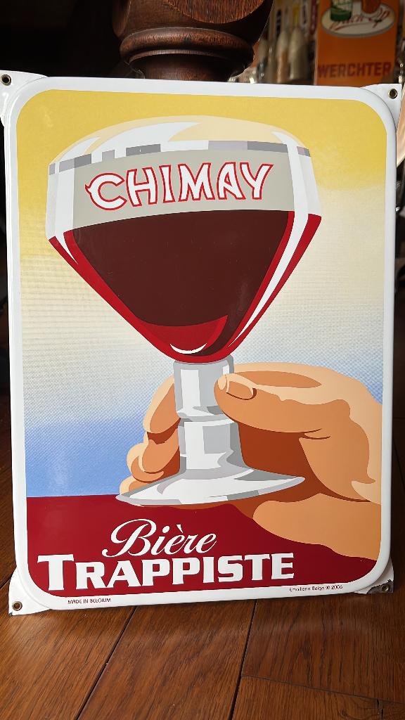Émail Chimay., Enlèvement ou Envoi, Comme neuf, Panneau publicitaire