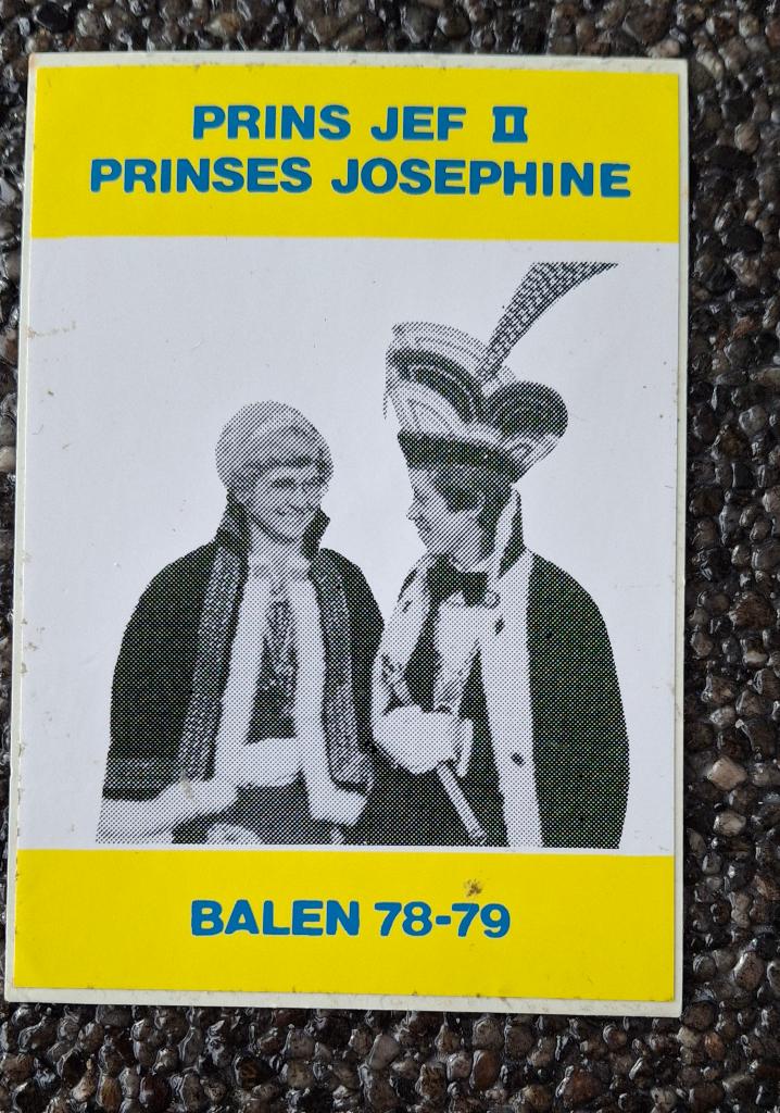 Autocollant prince et princesse carnaval de Balen années 70, Enlèvement ou Envoi, Comme neuf, Société ou Association