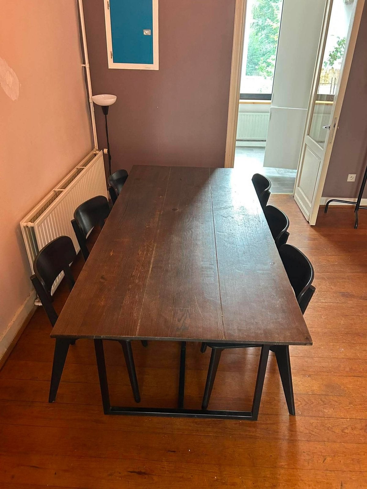 Houten eettafel met stoelen, Enlèvement, Comme neuf