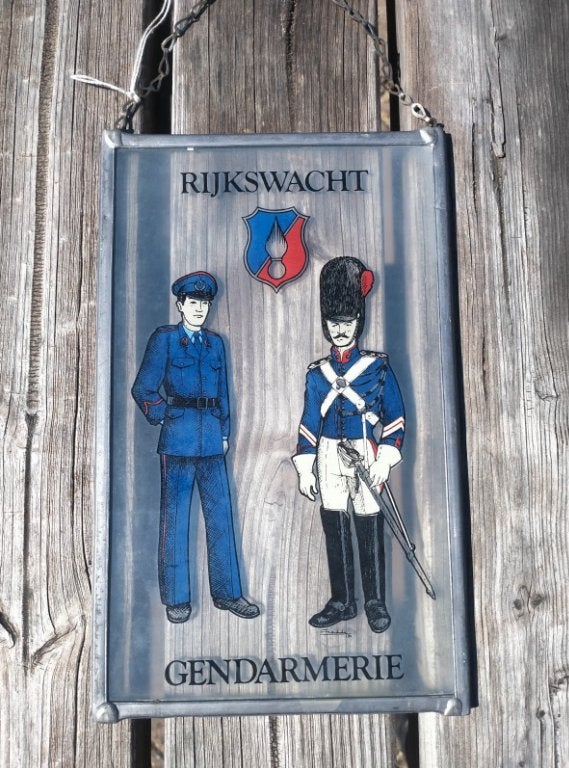 Belgique_Vitrail Gendarmerie/Rijkswacht, Ophalen of Verzenden, Rijkswacht, Kunstobject