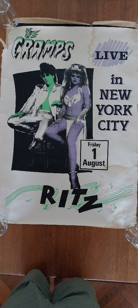 THE CRAMPS Zeldzame originele poster 1986 -The Ritz New York, Ophalen of Verzenden, A1 t/m A3, Muziek, Rechthoekig Staand