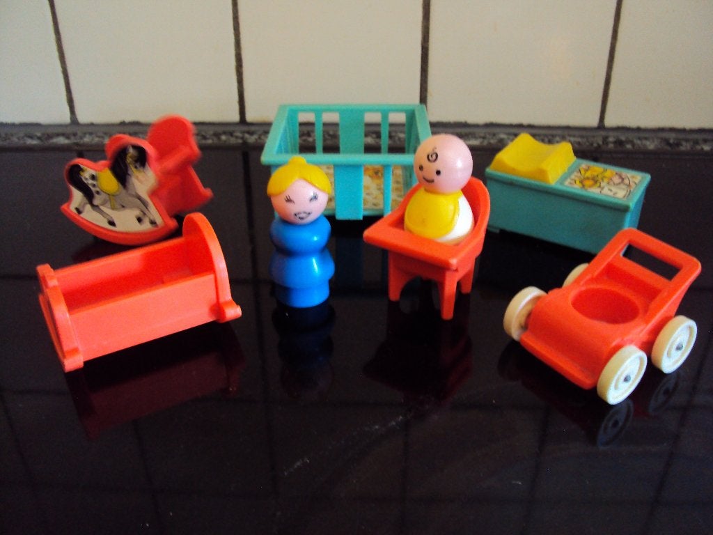Fisher price, groot nursery set met baby'tje, mama.*Vintage*, Ophalen of Verzenden