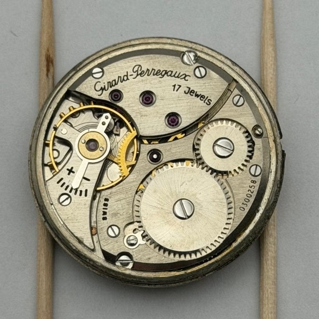 Girard-Perregaux handopwindbaar vintage uurwerk, Ophalen of Verzenden, Staal, Polshorloge, Onbekend