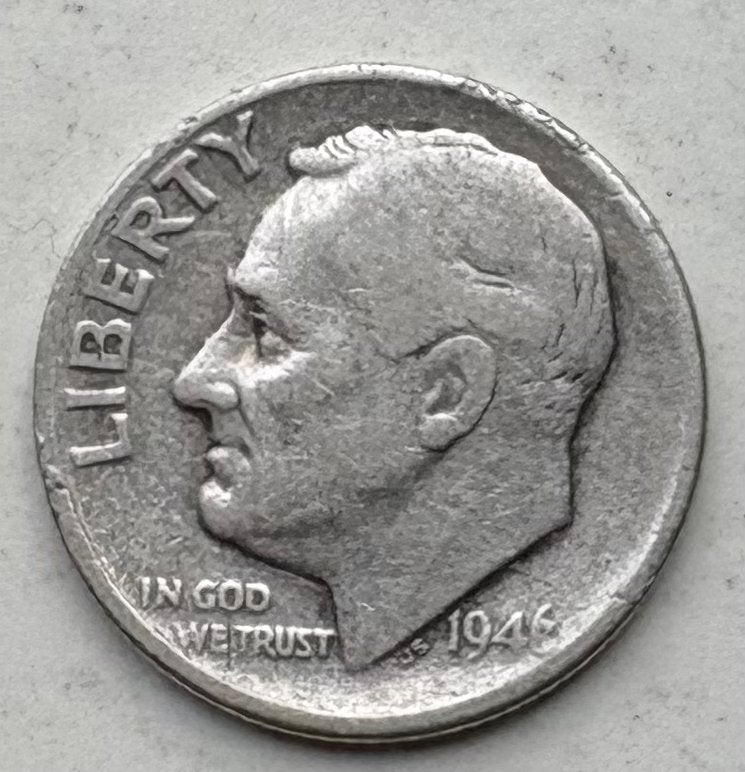 Dime d'argent Roosevelt 1946, Timbres & Monnaies, Monnaies | Amérique, Enlèvement ou Envoi, Argent