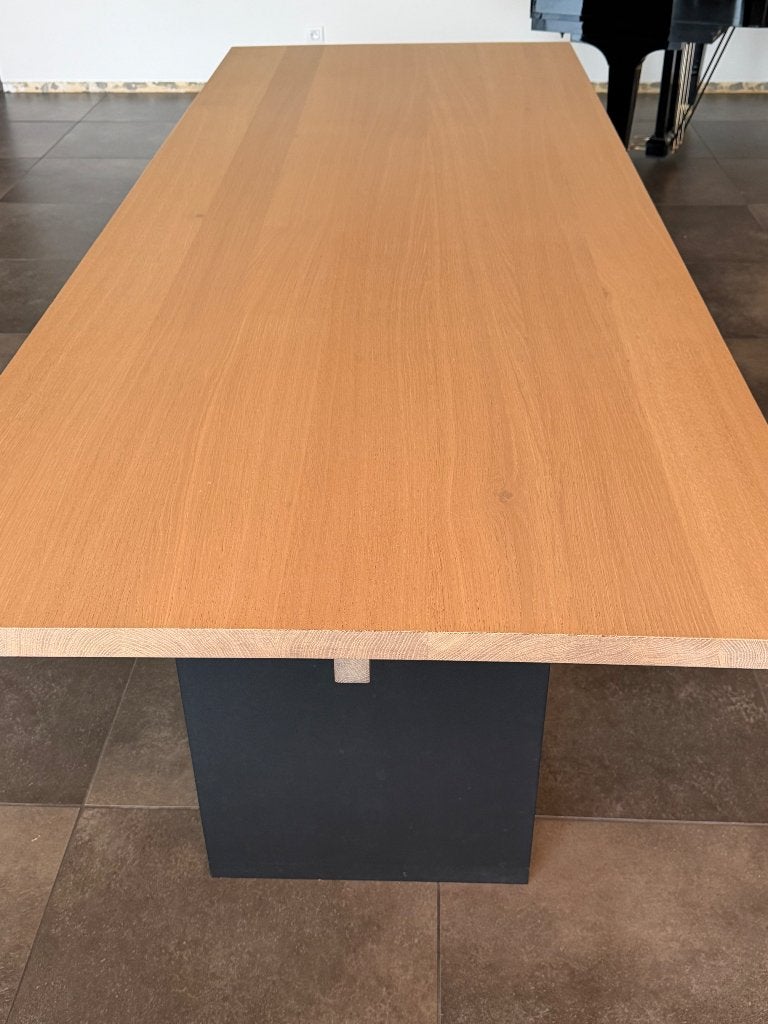 Eettafel met eikenblad 260x100cm, Cinq personnes ou plus, Comme neuf, Enlèvement, Chêne