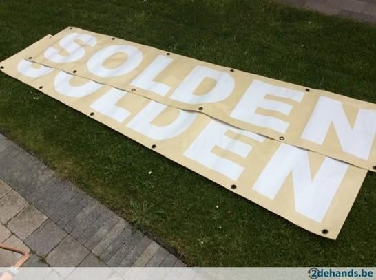 Spandoek 'solden' 2 stuks 247 x 50 cm, Enlèvement ou Envoi