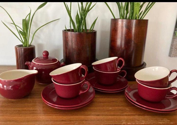 Boch granaatkleur koffieservies, Ophalen of Verzenden
