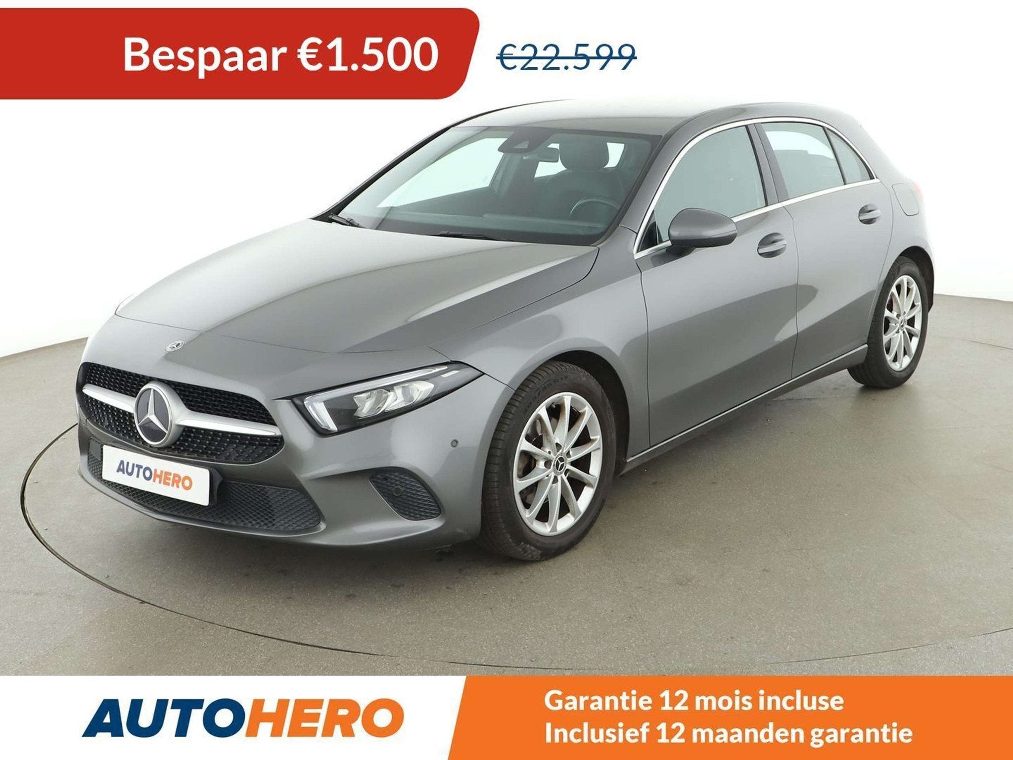 Mercedes-Benz A-Klasse 180 A 180 d (bj 2019, automaat), Auto's, Gebruikt, 116 pk, 1445 kg, Zilver of Grijs