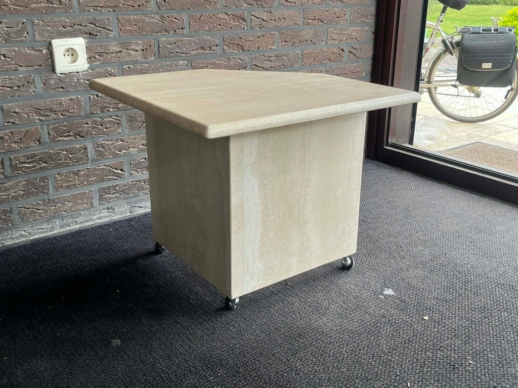 Table basse/table d'appoint en travertin 50x50x43, Maison & Meubles, Enlèvement ou Envoi