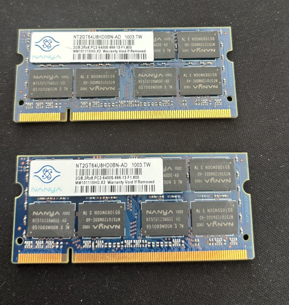 Nanya 2GB DDR2 RAM geheugen – 2 stuks, Computers en Software, RAM geheugen, Gebruikt, Ophalen of Verzenden, DDR2, 2 GB