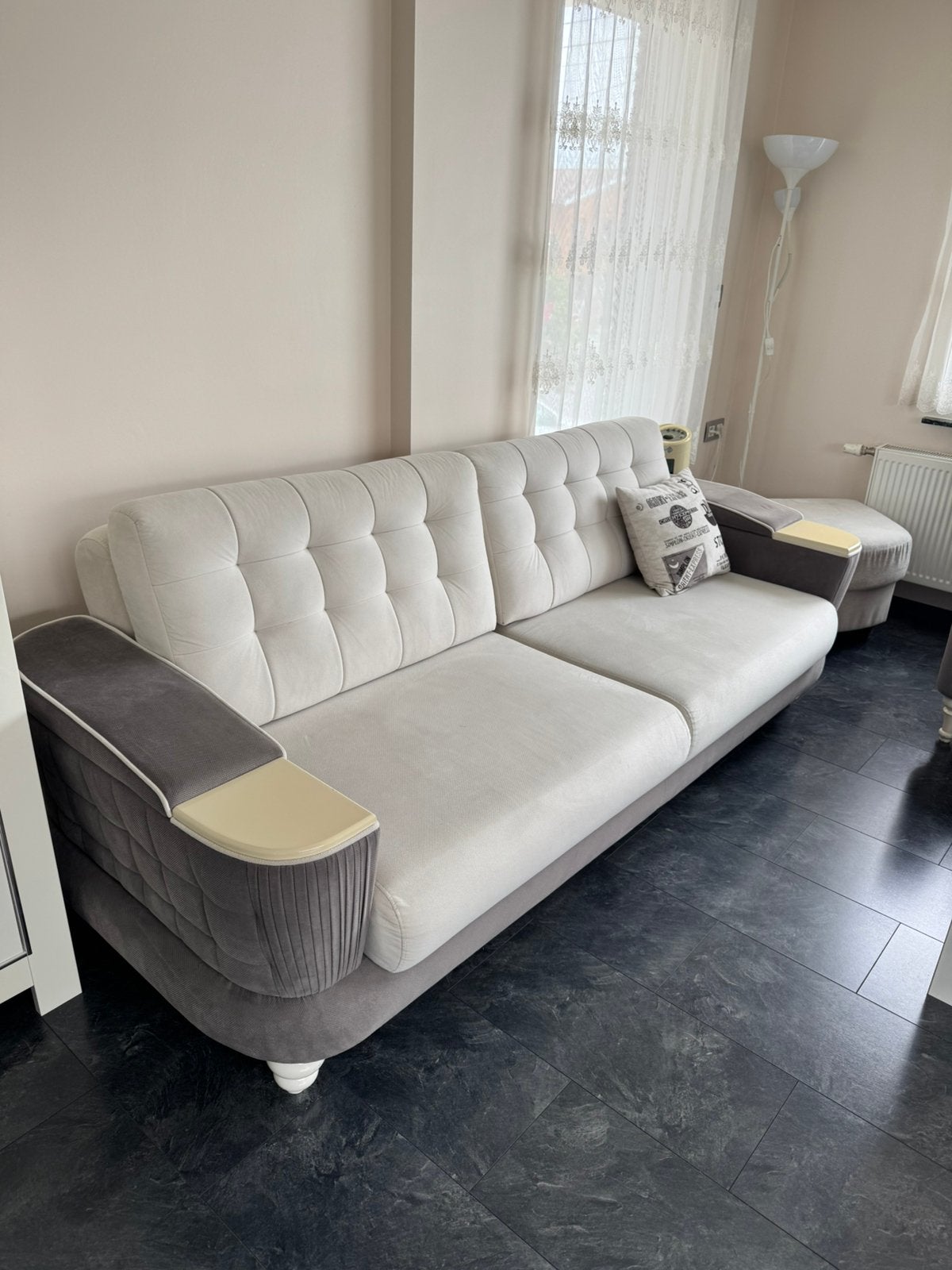 2 canapés 3 places avec rangement + 2 fauteuils et un pouf, Enlèvement, Comme neuf