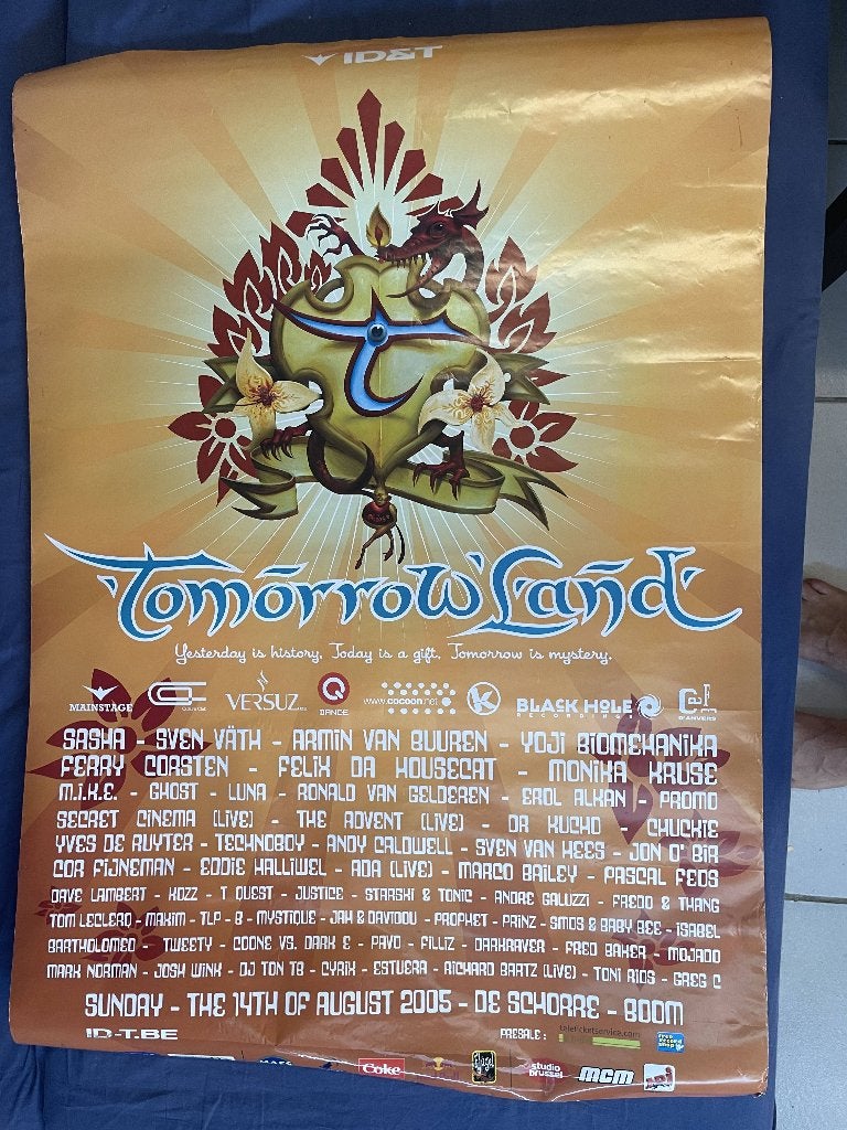 Tomorrowland poster (eerste editie) in goede staat., Verzamelen, Ophalen of Verzenden, A1 t/m A3, Muziek, Rechthoekig Staand