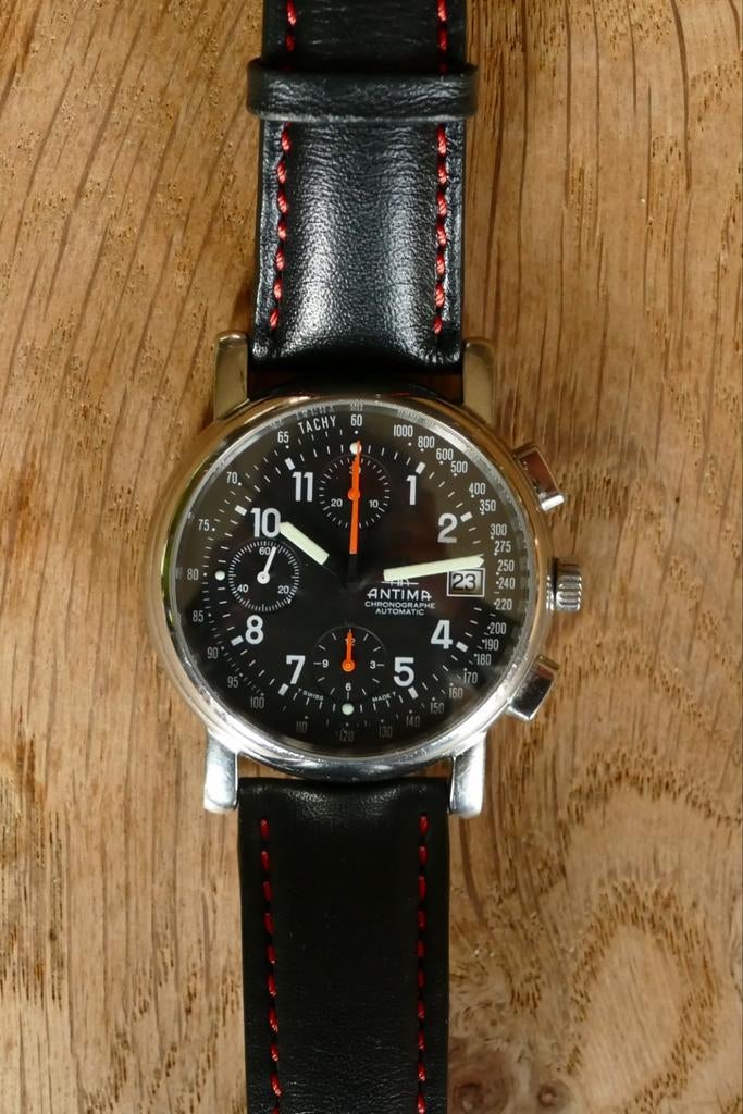 Chronographe de type pilote Antima valjoux 7750, Montre-bracelet, Enlèvement ou Envoi, Breitling, Cuir