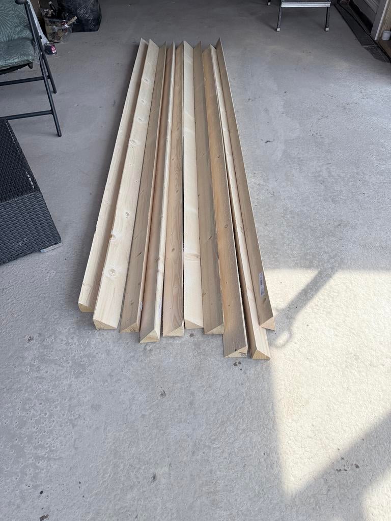 Mastiekklossen 75x75mm, 2700mm lang - nieuw, Doe-het-zelf en Bouw, Hout en Planken, Ophalen, Zo goed als nieuw