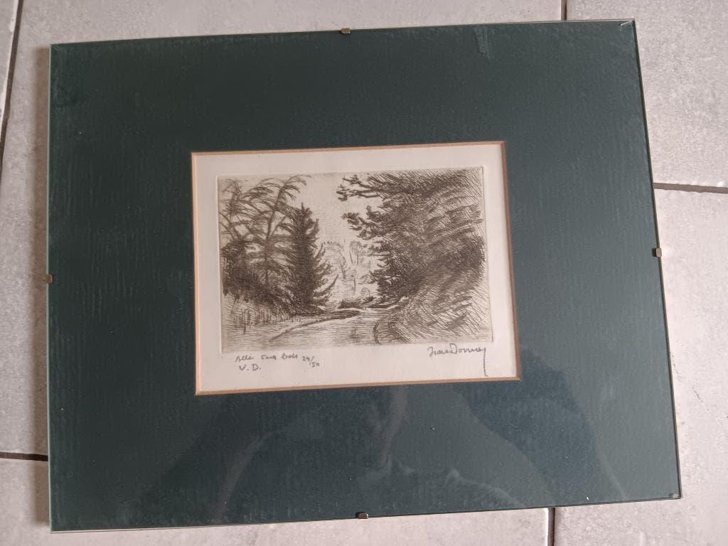 eauforte signee Jean Donnay, Antiquités & Art, Enlèvement ou Envoi, Eau-forte, Encadré