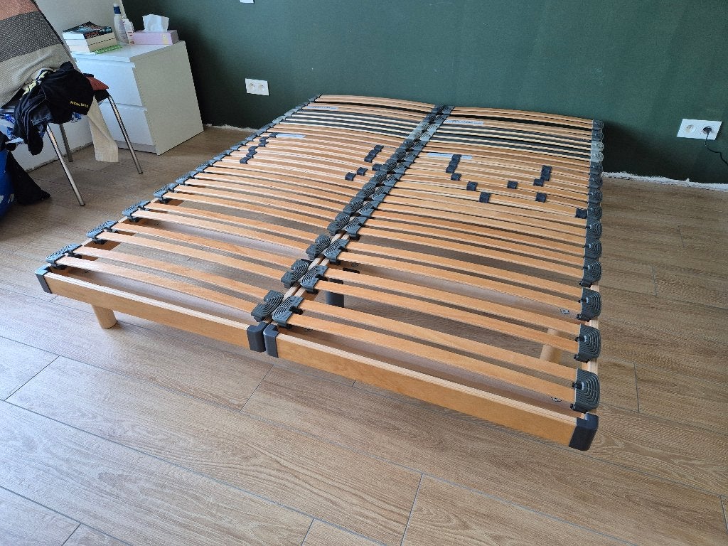 Dubbele lattenbodem met pootjes, Ophalen, Gebruikt, Tweepersoons, Bedbodem
