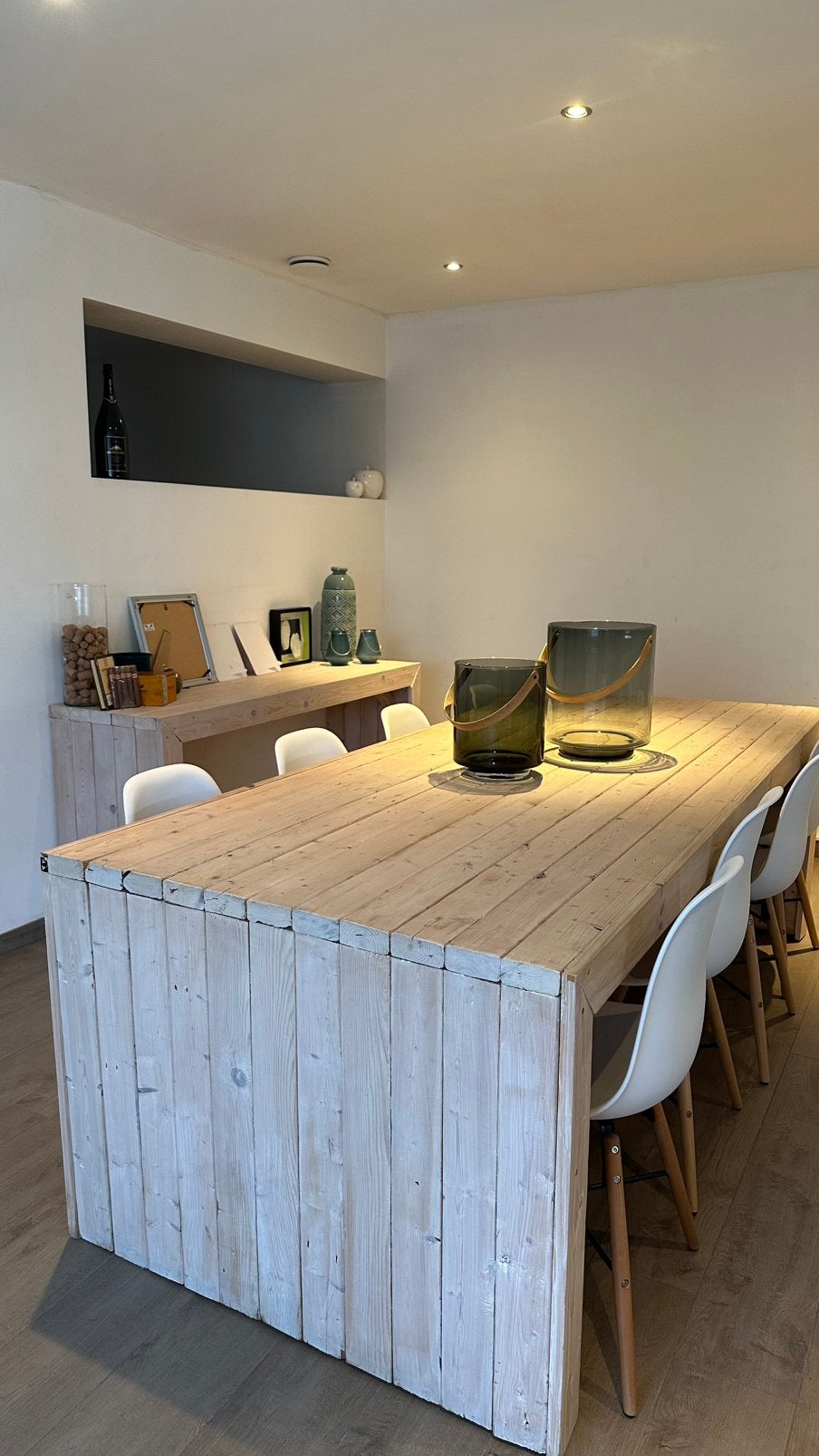 Beuken houten eettafel & zijkastje- landelijke stijl, Huis en Inrichting, Tafels | Eettafels, Ophalen, Vijf personen of meer, Rechthoekig