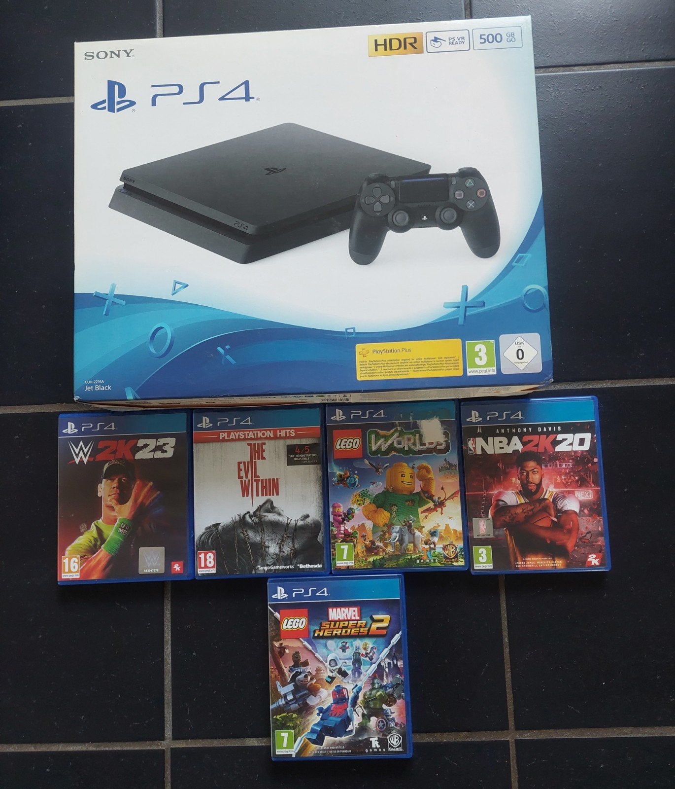 console ps4 slim 500 go + 5 jeux, Enlèvement ou Envoi