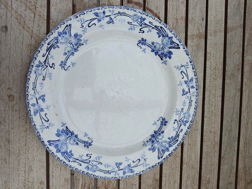 vintage groot rond bord – Boch Frères Keramis "Rose", Envoi