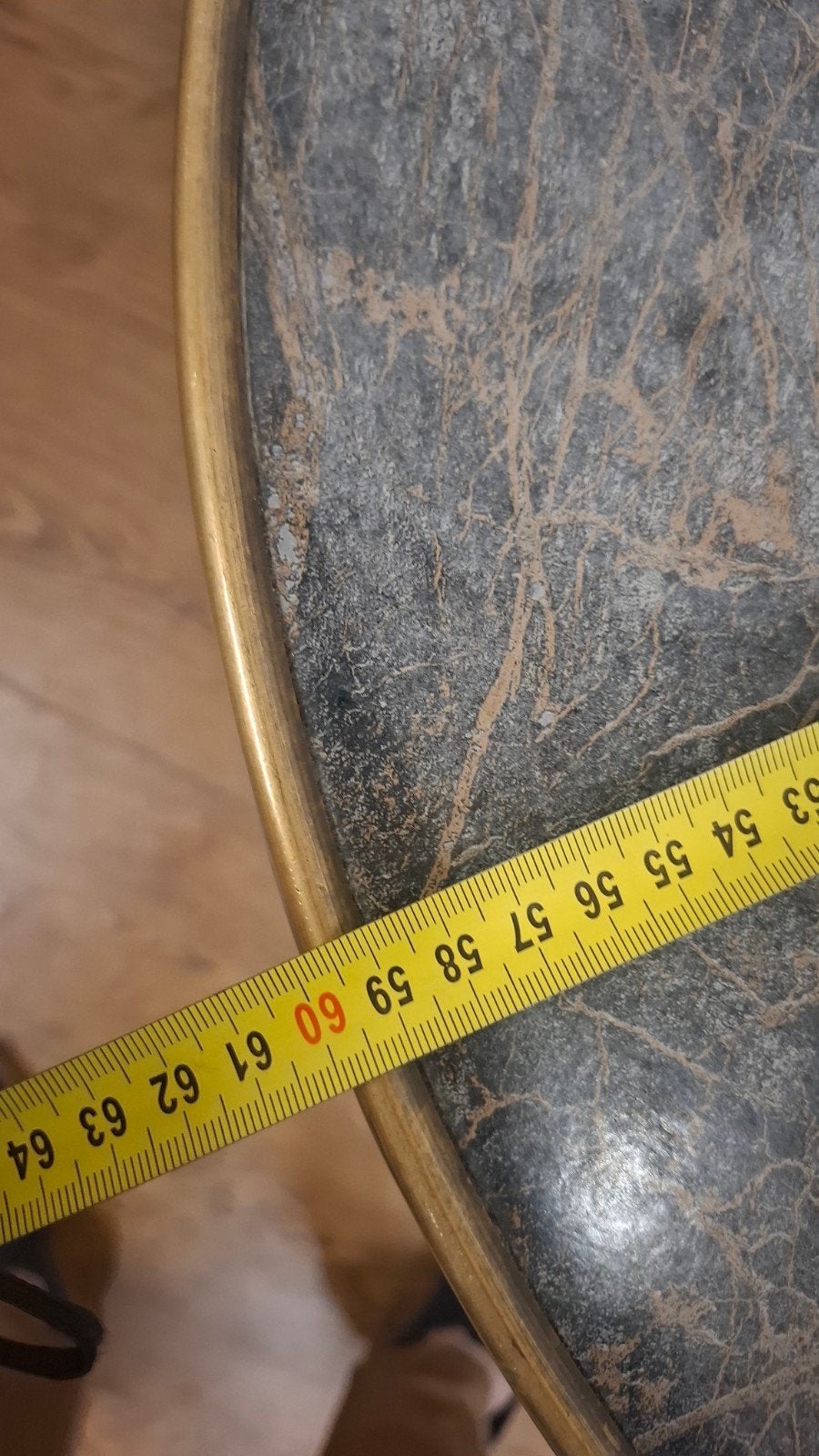 14 bistro horeca parijs marmer+messing rand terrastafel 60cm, Ophalen of Verzenden, Zo goed als nieuw, Rond