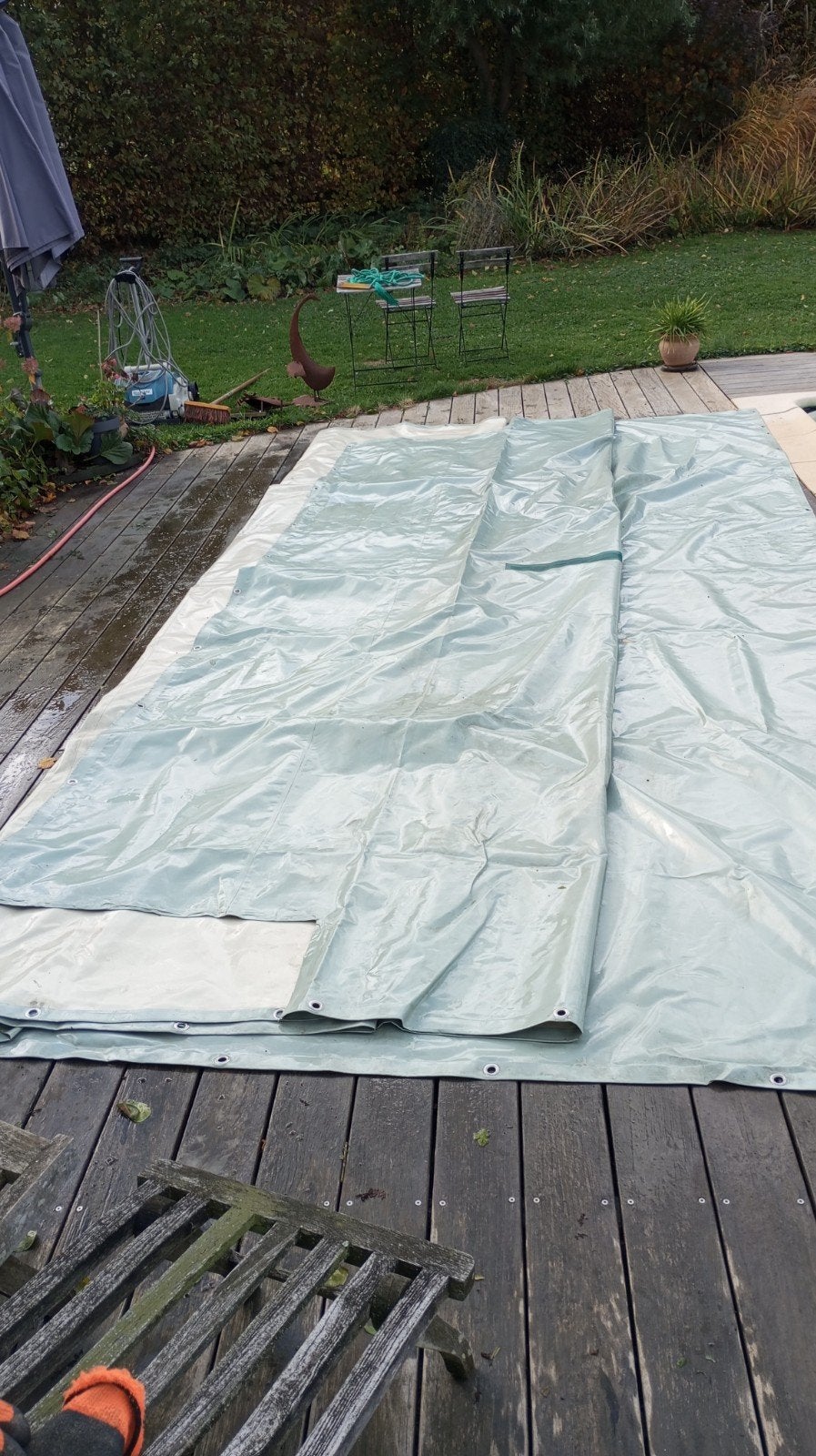 Bâche d'hivernage piscine 5x10m, Ophalen, Gebruikt, 15 m² of meer, Overige typen