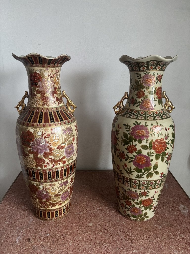 Lot de 2 vases style japonais, Enlèvement, Utilisé, Multicolore, Pierre/céramique