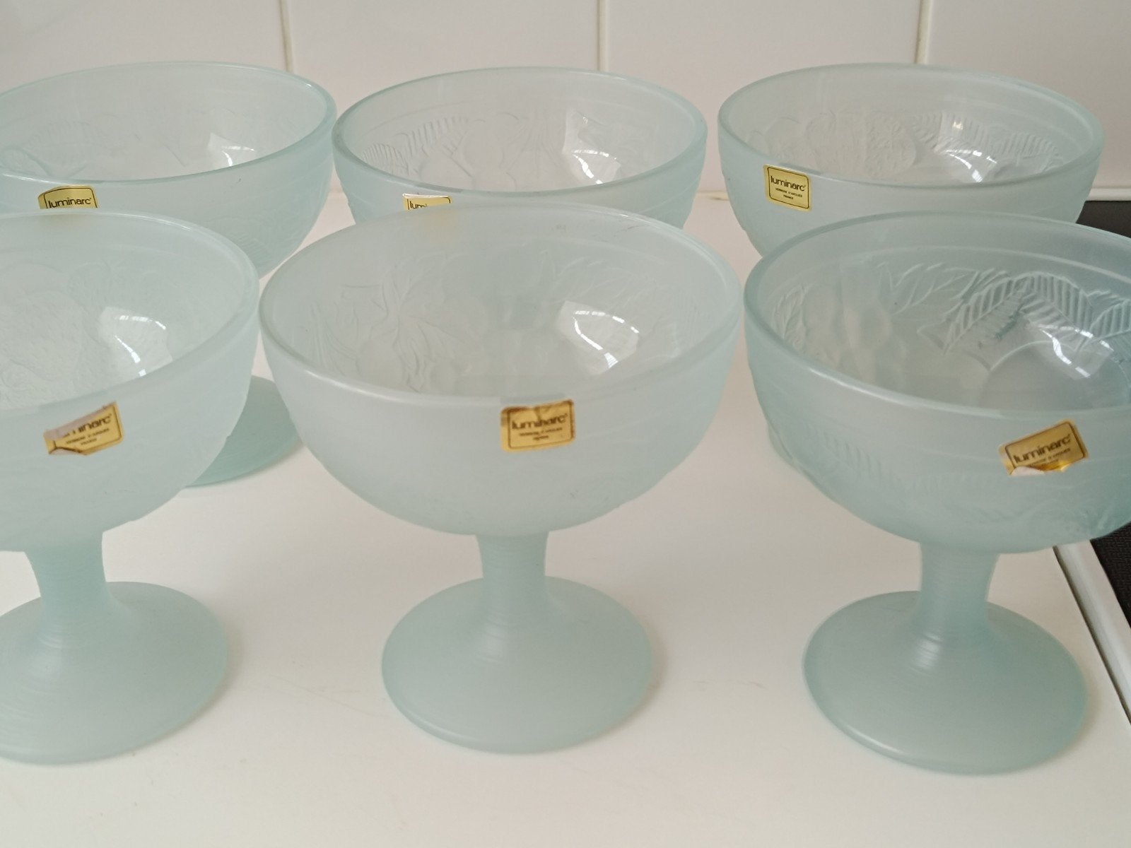 Glazen fruitcoupes  6 stuks motief, Verzamelen, Ophalen