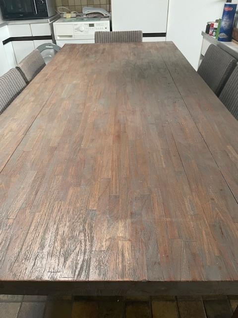 tafel met 10 stoelen en 1 koffer, Ophalen, Gebruikt, Modern, 8 stoelen of meer