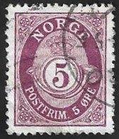 1 Postzegel Noorwegen 1921 Posthoorn 'NORGE' in Antiqua, Postzegels en Munten, Postzegels | Europa | Scandinavië, Ophalen of Verzenden
