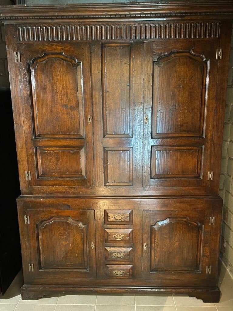 Antieke eiken kast (buffet à deux corps) – massief eiken, Huis en Inrichting, Ophalen, 100 tot 150 cm, 200 cm of meer, Eikenhout