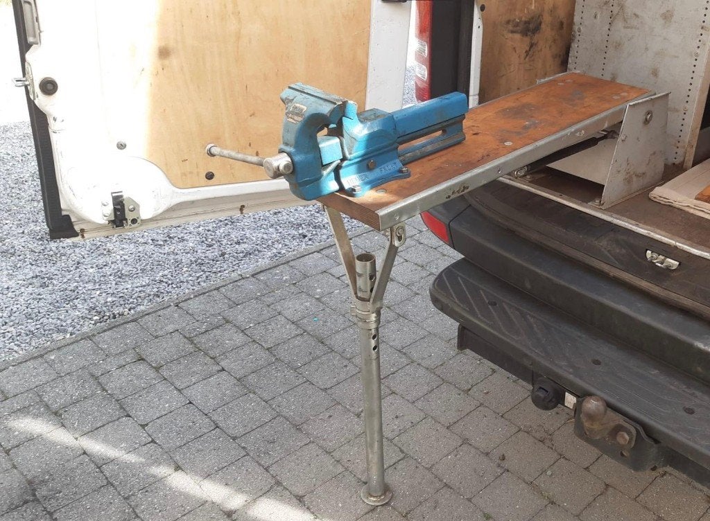 Bankschroef Brockhaus Heuer - inklapbaar voor bestelwagen, Ophalen, Gebruikt, 70 tot 120 cm, Bankschroef