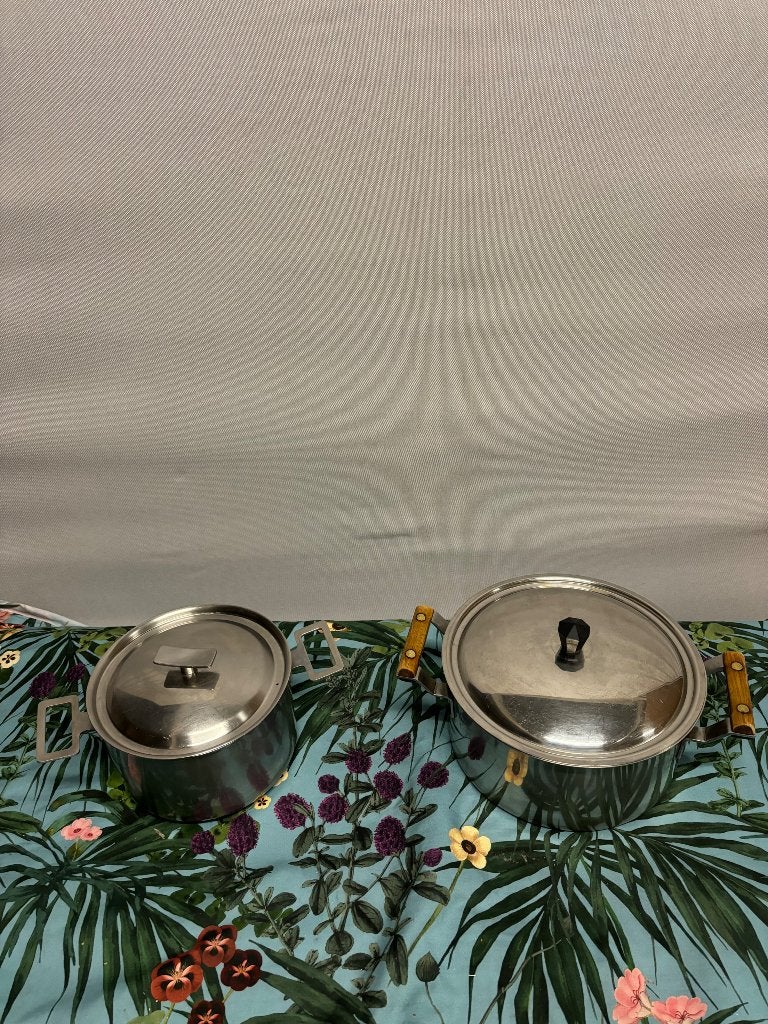 Lot de 2 de Casseroles vintage en inox, Maison & Meubles, Inox, Enlèvement ou Envoi, Utilisé, Casserole
