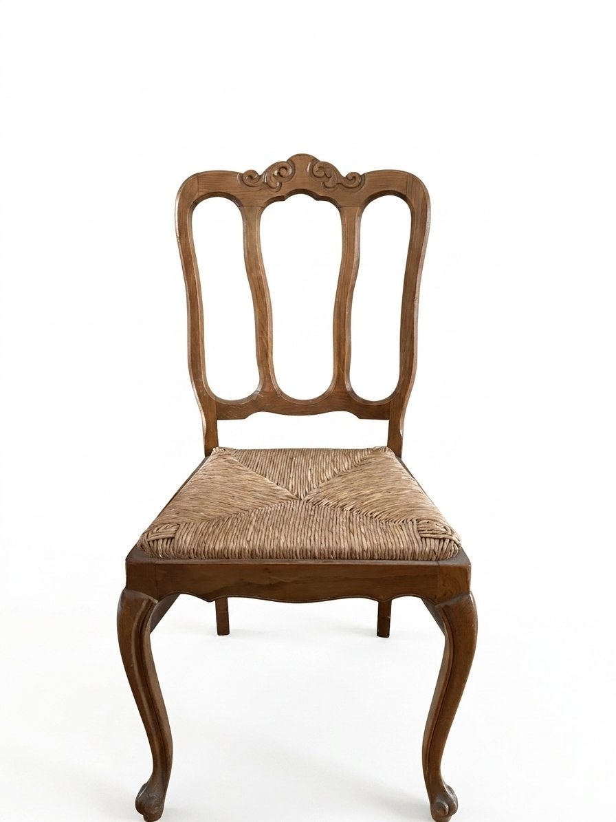4 houten eetkamerstoelen met rieten zitting, Antiek en Kunst, Ophalen