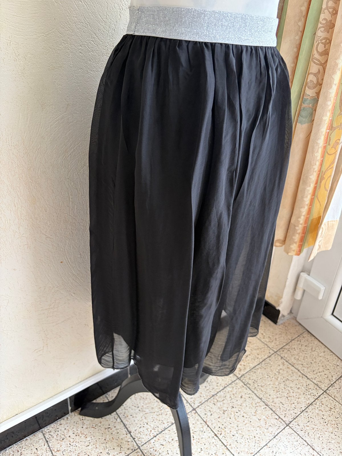 Zwarte zijden rok sluier zilveren taille MET (Made in Italy, Kleding | Heren, Kostuums en vesten, Ophalen of Verzenden, Zo goed als nieuw