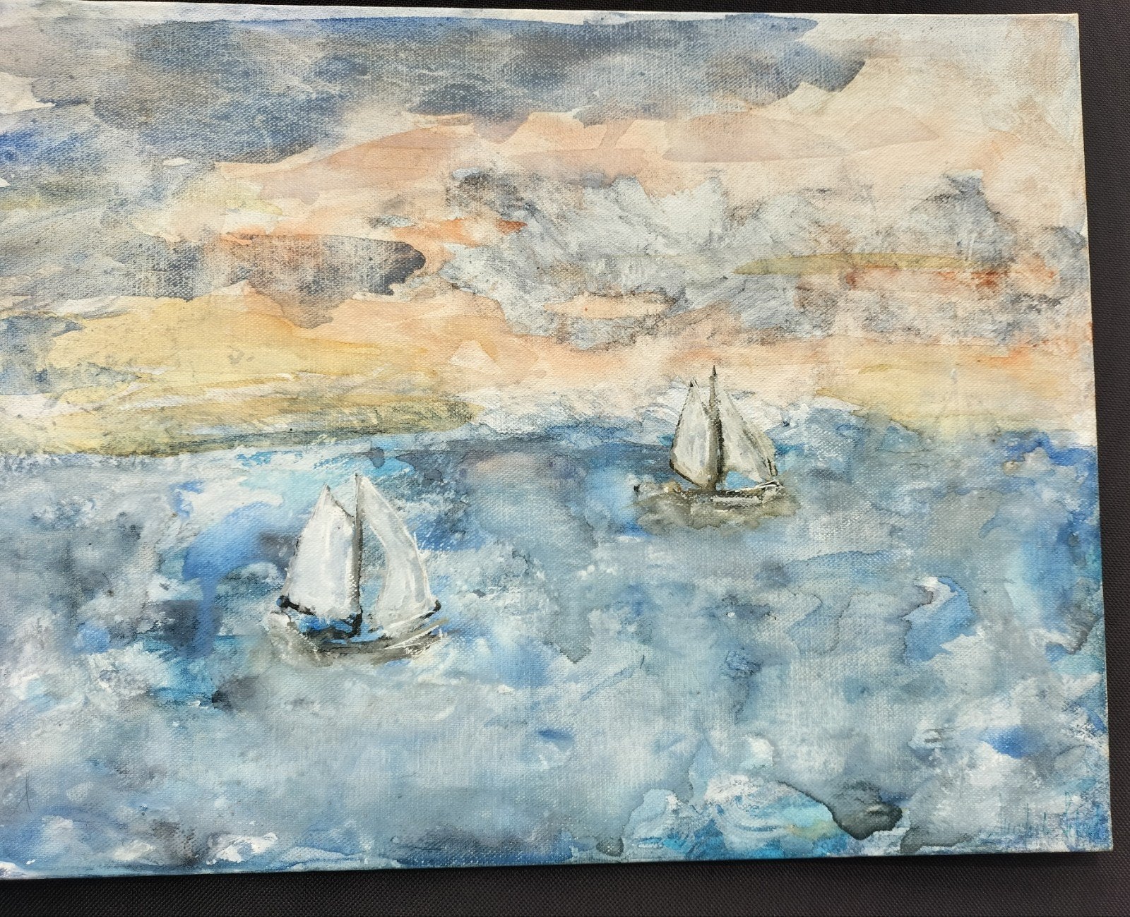 mooi aquarel zeezicht, gesigneerd, Enlèvement