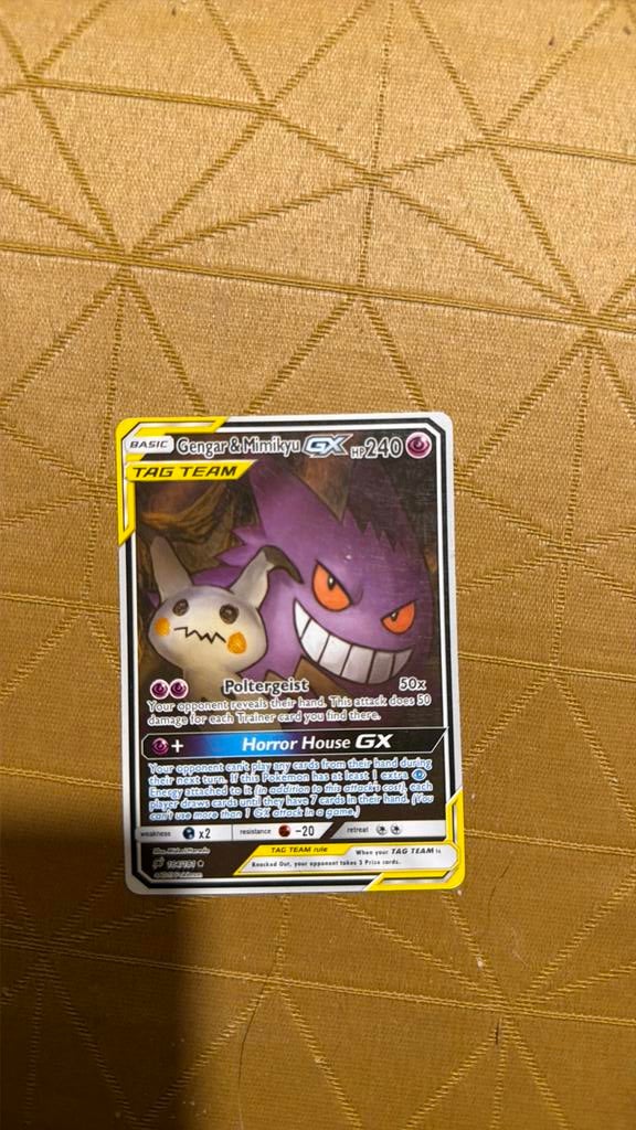 Tag team: gengar & mimikyu gx, Hobby en Vrije tijd, Verzamelkaartspellen | Pokémon, Ophalen, Zo goed als nieuw
