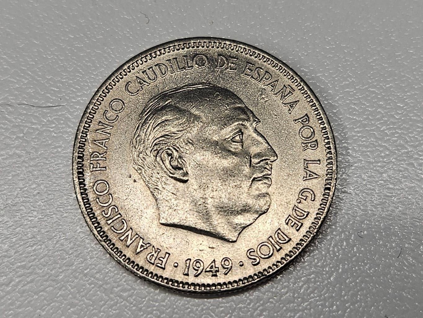Espagne : 5 Pesetas 1949 (49) KM #778 Ref 16849, Enlèvement ou Envoi, Autres pays, Monnaie en vrac
