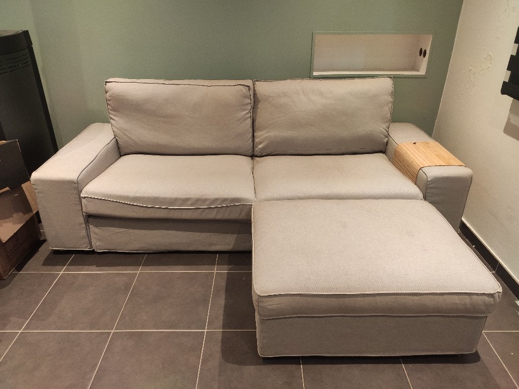 Canapé kivik ikea gris clair 3 places, 200 à 250 cm, Banc droit, Enlèvement, Utilisé