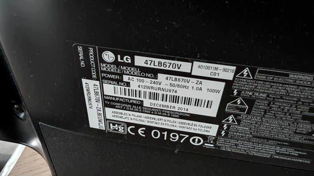 LG 47 inch tv, Ophalen, 80 tot 100 cm, 100 Hz, Full HD (1080p)