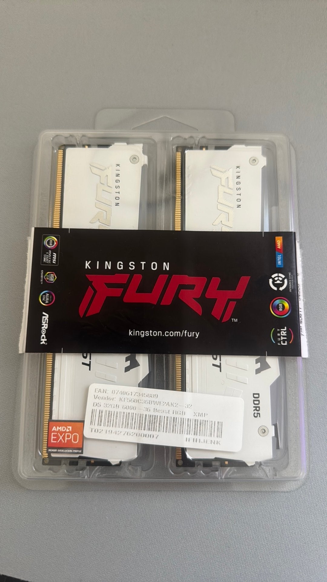 Kingston Technology FURY Beast, Computers en Software, RAM geheugen, Ophalen, DDR5, Desktop, 32 GB