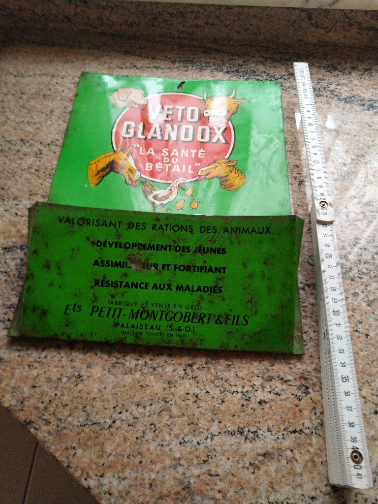 VETO GLANDOX metalen panelen zonder geëmailleerde plaat, Ophalen of Verzenden, Gebruikt, Reclamebord