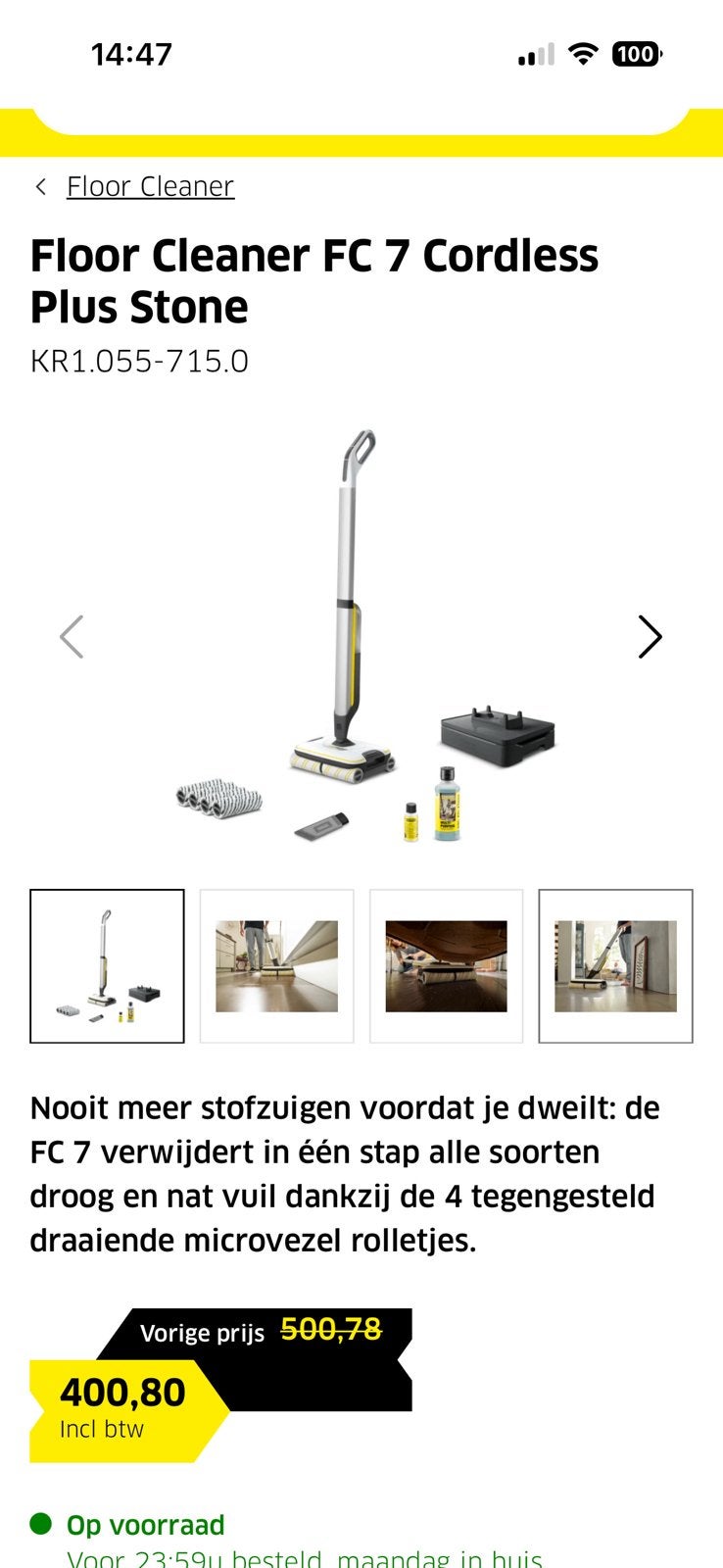 Karcher FC7 Cordless in topstaat!, Enlèvement