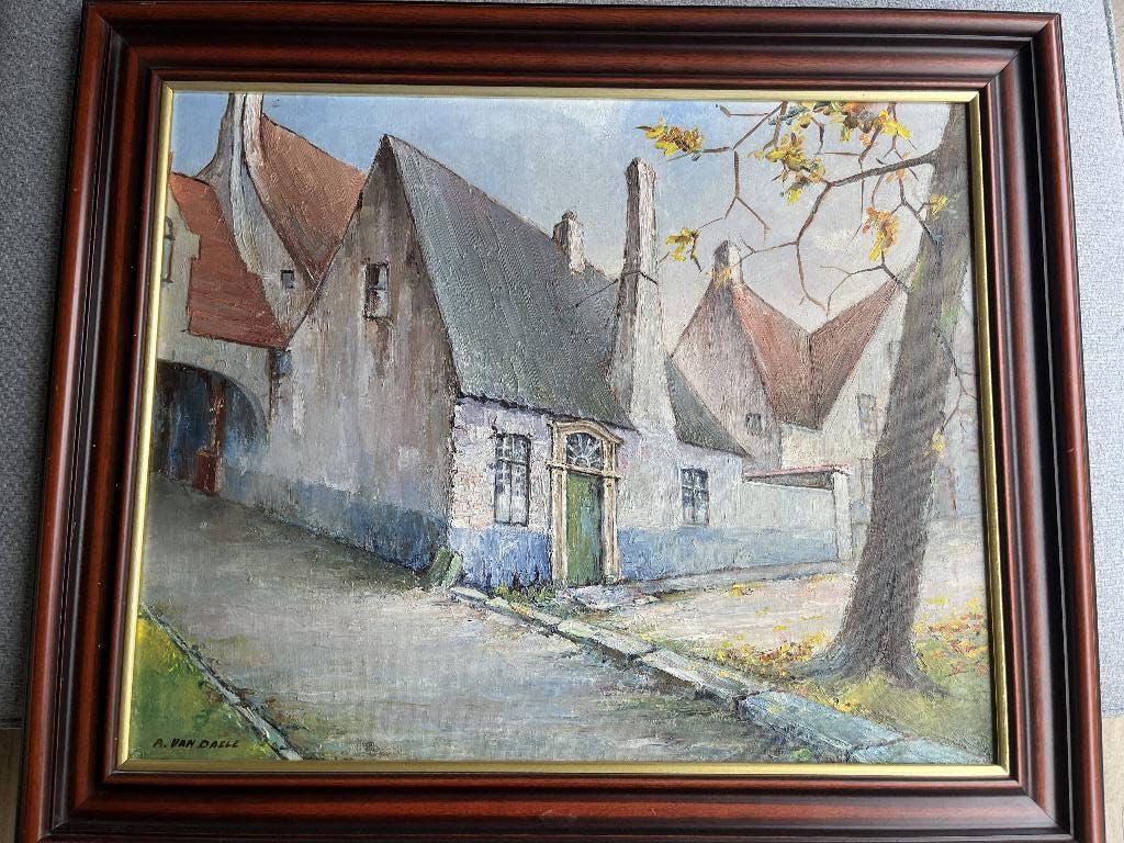 Schilderij 'Ingang van Begijnhof Brugge' van A. Van Daele, Antiek en Kunst, Ophalen