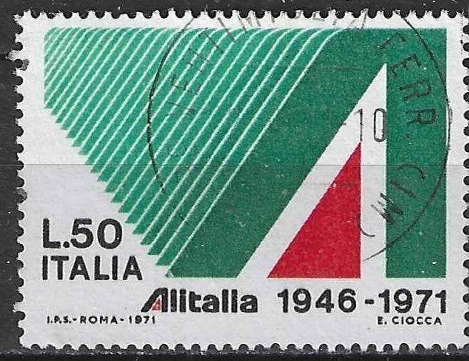Italie 1971 - Yvert 1080 - 25 ans d'Alitalia (ST), Timbres & Monnaies, Timbres | Europe | Italie, Envoi, Affranchi