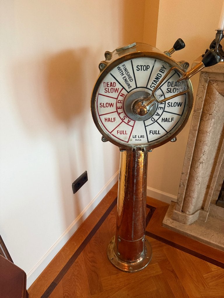 Télégraphe marin ancien en cuivre LE LAS — PARIS —  150 cm, Enlèvement